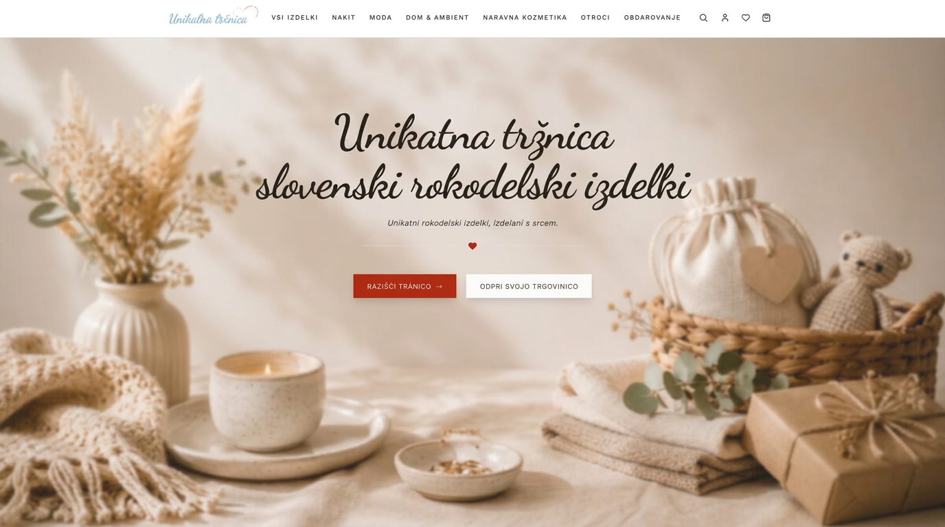 Naslovnica spletne strani Unikatna tržnica